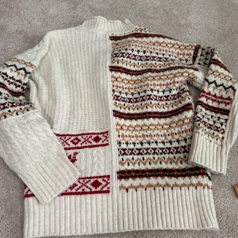 American Eagle Patchwork Fair Isle Snowflake Mock… - image 8